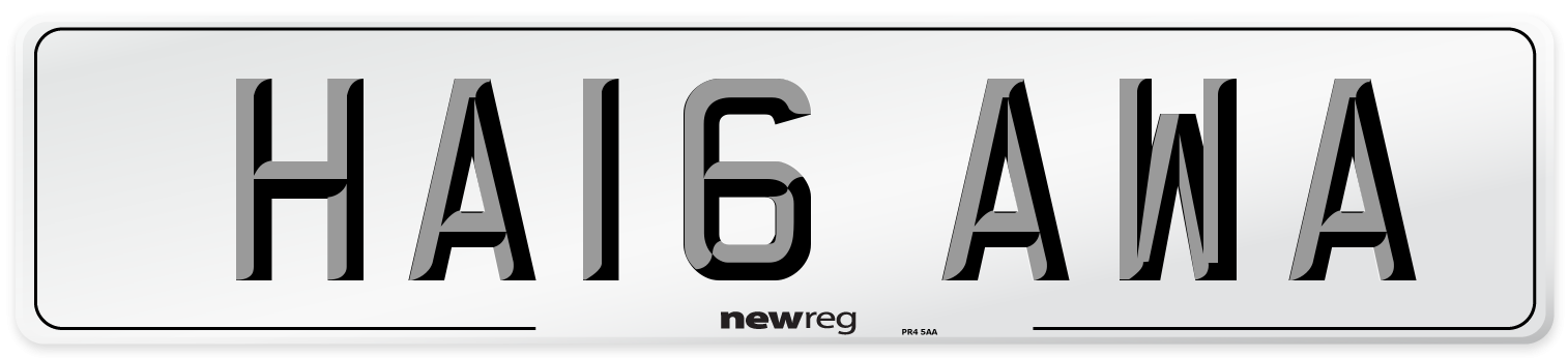 HA16 AWA Number Plate from New Reg